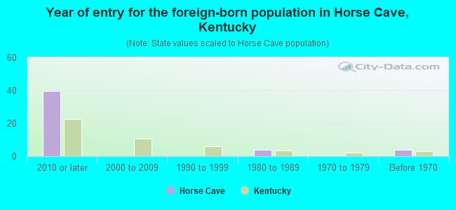 Year of entry for the foreign-born population in Horse Cave, Kentucky