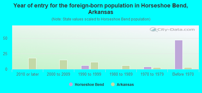 Year of entry for the foreign-born population in Horseshoe Bend, Arkansas