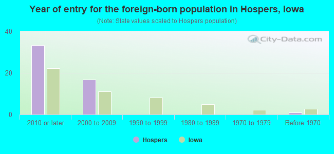 Year of entry for the foreign-born population in Hospers, Iowa