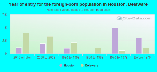Year of entry for the foreign-born population in Houston, Delaware