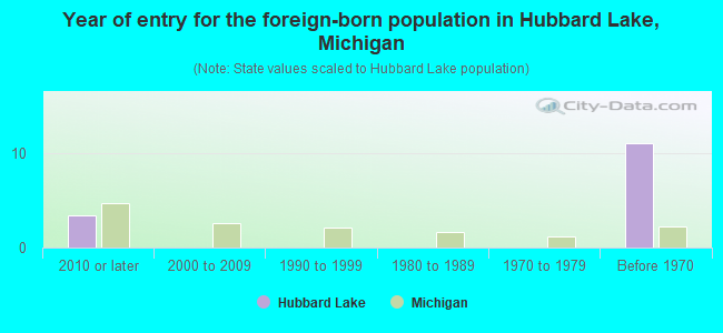 Year of entry for the foreign-born population in Hubbard Lake, Michigan