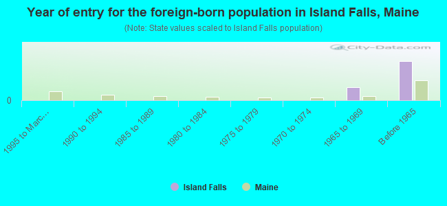 Year of entry for the foreign-born population in Island Falls, Maine