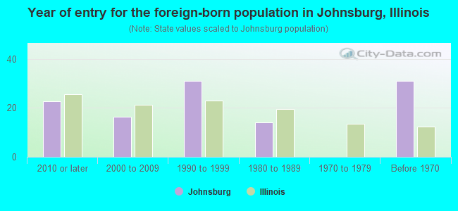 Year of entry for the foreign-born population in Johnsburg, Illinois