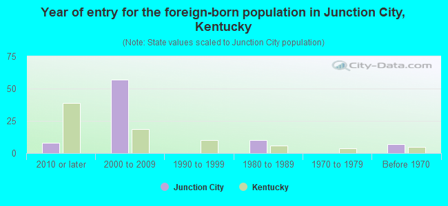 Year of entry for the foreign-born population in Junction City, Kentucky