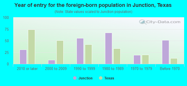 Year of entry for the foreign-born population in Junction, Texas