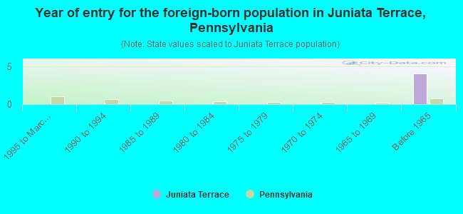 Year of entry for the foreign-born population in Juniata Terrace, Pennsylvania