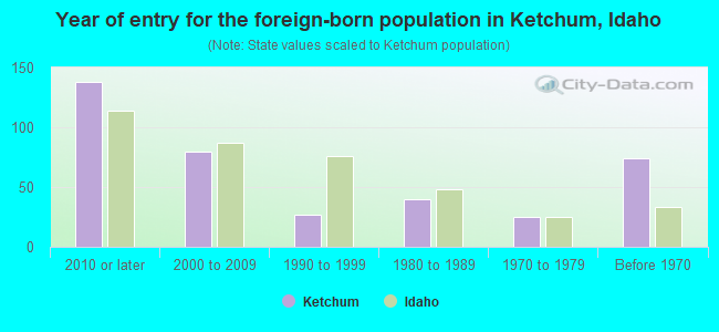 Year of entry for the foreign-born population in Ketchum, Idaho