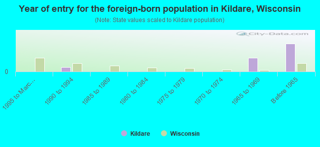 Year of entry for the foreign-born population in Kildare, Wisconsin