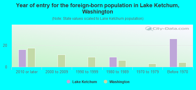 Year of entry for the foreign-born population in Lake Ketchum, Washington