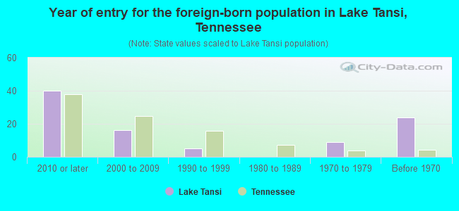 Year of entry for the foreign-born population in Lake Tansi, Tennessee