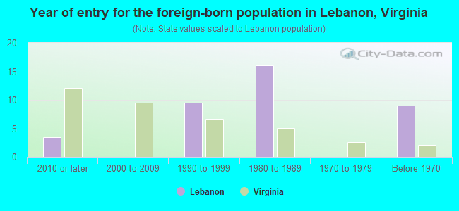 Year of entry for the foreign-born population in Lebanon, Virginia