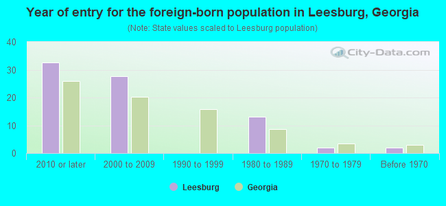 Year of entry for the foreign-born population in Leesburg, Georgia