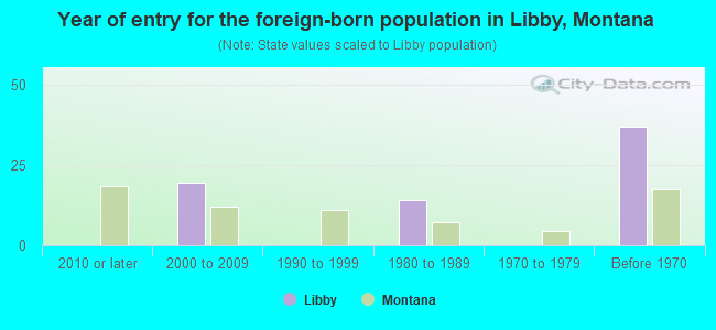 Year of entry for the foreign-born population in Libby, Montana