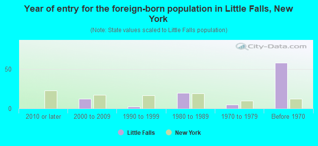 Year of entry for the foreign-born population in Little Falls, New York