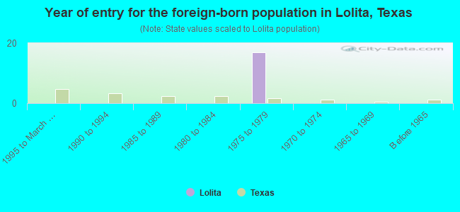 Year of entry for the foreign-born population in Lolita, Texas