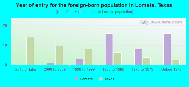 Year of entry for the foreign-born population in Lometa, Texas