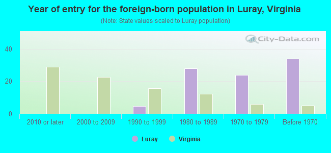 Year of entry for the foreign-born population in Luray, Virginia