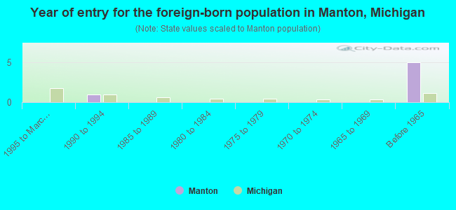 Year of entry for the foreign-born population in Manton, Michigan