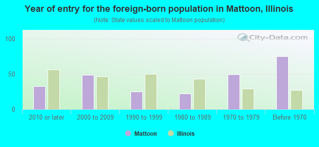 Year of entry for the foreign-born population in Mattoon, Illinois