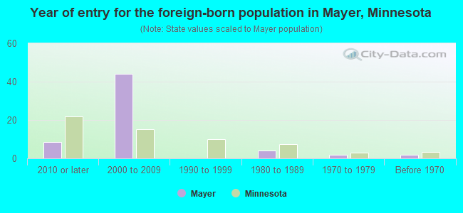 Year of entry for the foreign-born population in Mayer, Minnesota