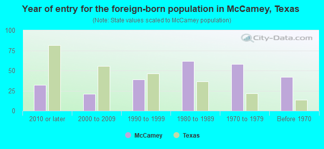 Year of entry for the foreign-born population in McCamey, Texas