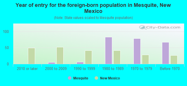 Year of entry for the foreign-born population in Mesquite, New Mexico