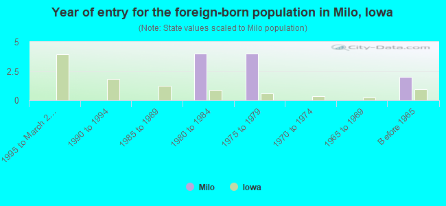Year of entry for the foreign-born population in Milo, Iowa