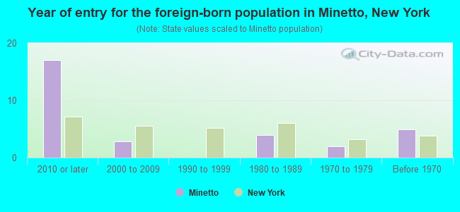 Year of entry for the foreign-born population in Minetto, New York