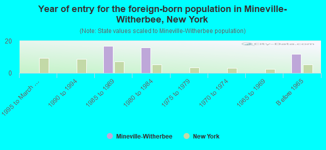Year of entry for the foreign-born population in Mineville-Witherbee, New York