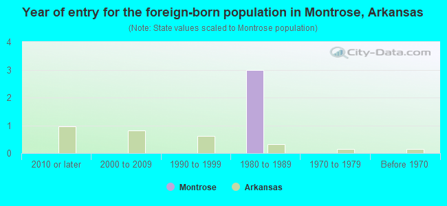 Year of entry for the foreign-born population in Montrose, Arkansas