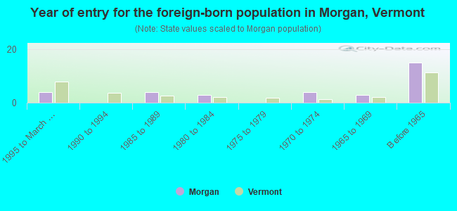 Year of entry for the foreign-born population in Morgan, Vermont