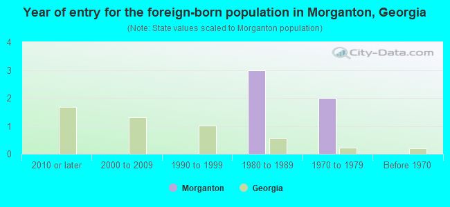 Year of entry for the foreign-born population in Morganton, Georgia