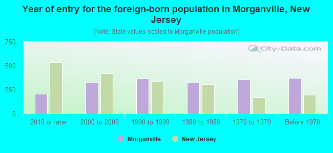 Year of entry for the foreign-born population in Morganville, New Jersey