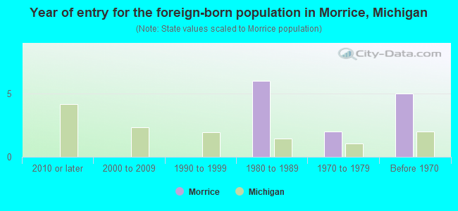 Year of entry for the foreign-born population in Morrice, Michigan