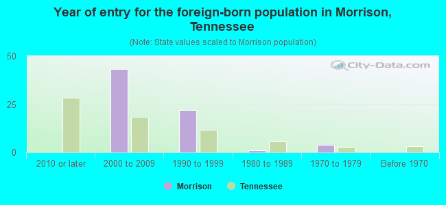 Year of entry for the foreign-born population in Morrison, Tennessee