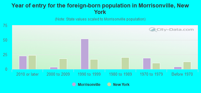 Year of entry for the foreign-born population in Morrisonville, New York