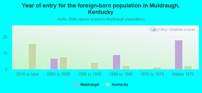 Year of entry for the foreign-born population in Muldraugh, Kentucky