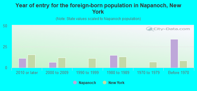 Year of entry for the foreign-born population in Napanoch, New York