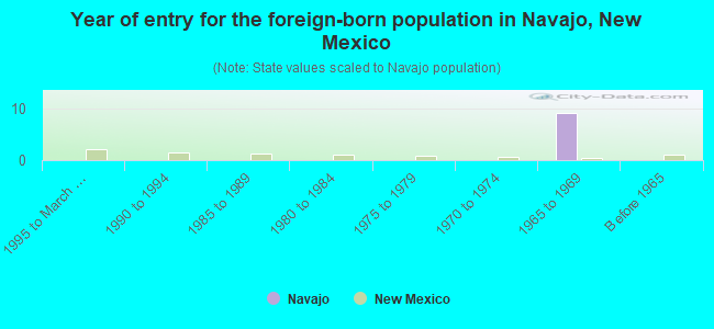 Year of entry for the foreign-born population in Navajo, New Mexico