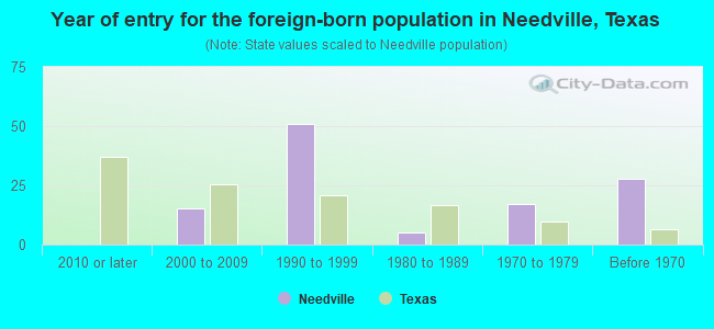 Year of entry for the foreign-born population in Needville, Texas