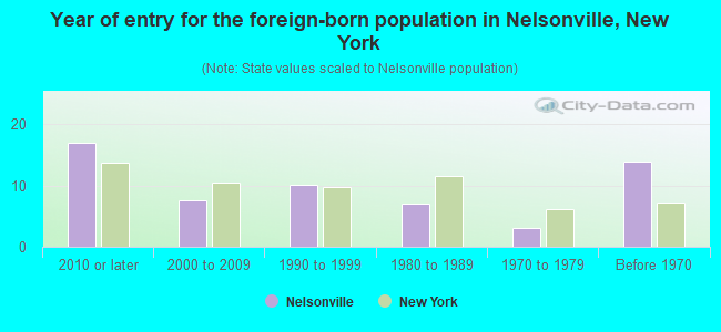 Year of entry for the foreign-born population in Nelsonville, New York