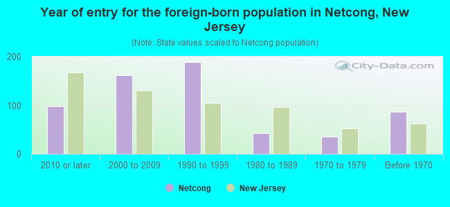 Year of entry for the foreign-born population in Netcong, New Jersey
