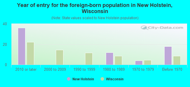 Year of entry for the foreign-born population in New Holstein, Wisconsin