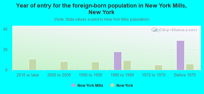 Year of entry for the foreign-born population in New York Mills, New York