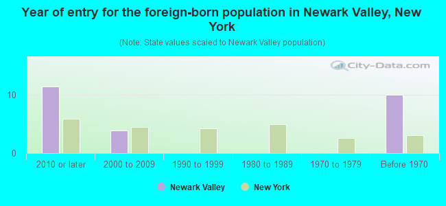 Year of entry for the foreign-born population in Newark Valley, New York