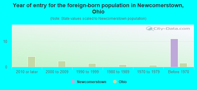 Year of entry for the foreign-born population in Newcomerstown, Ohio