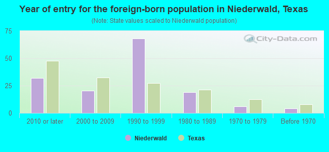 Year of entry for the foreign-born population in Niederwald, Texas