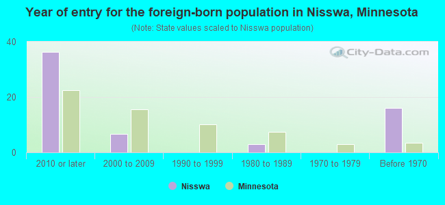 Year of entry for the foreign-born population in Nisswa, Minnesota