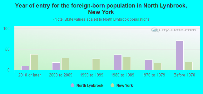 Year of entry for the foreign-born population in North Lynbrook, New York