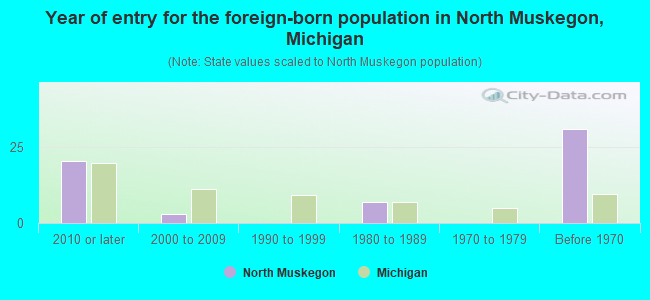 Year of entry for the foreign-born population in North Muskegon, Michigan